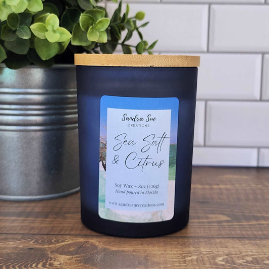 sea salt and citrus soy candle