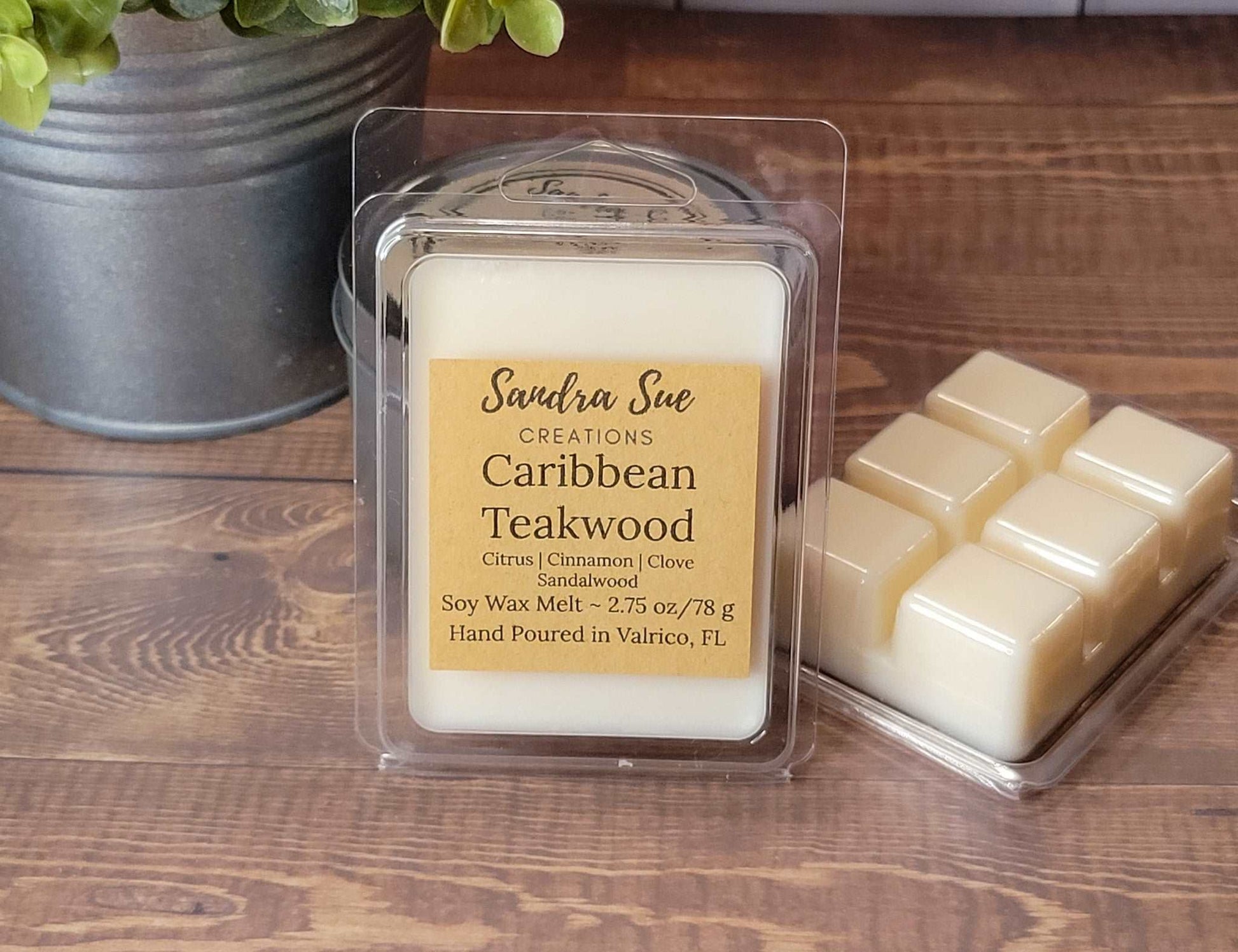 2 Pack - Teakwood Mahogany Scented Soy Wax Melts by Just Makes Scents